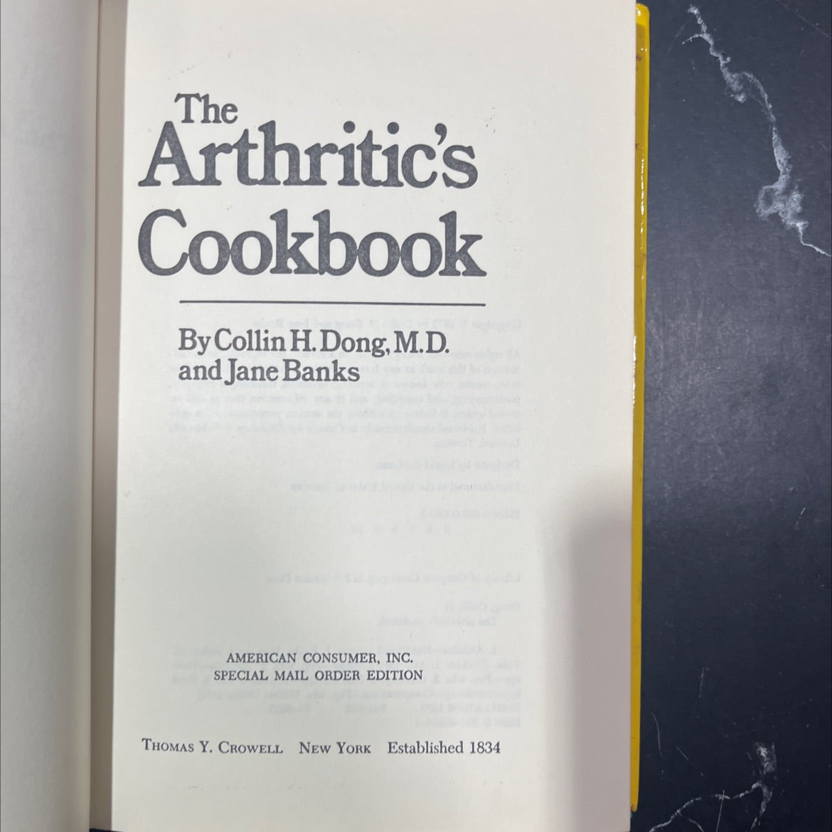 the arthritic's cookbook book, by Collin H. Dong, M.D. and Jane Banks, 1973 Hardcover image 2