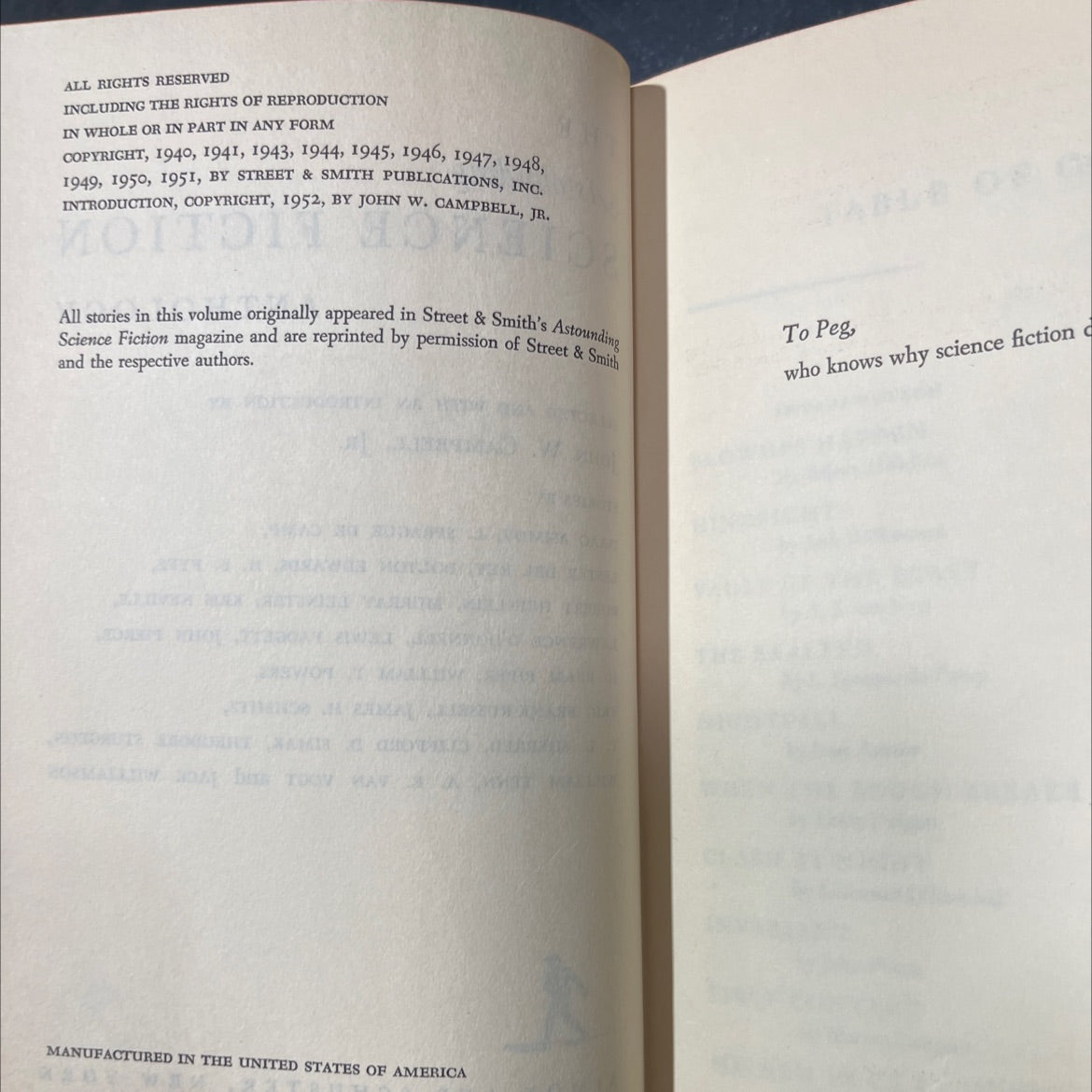 the astounding science fiction anthology book, by john w. campbell, jr., 1952 Hardcover image 3