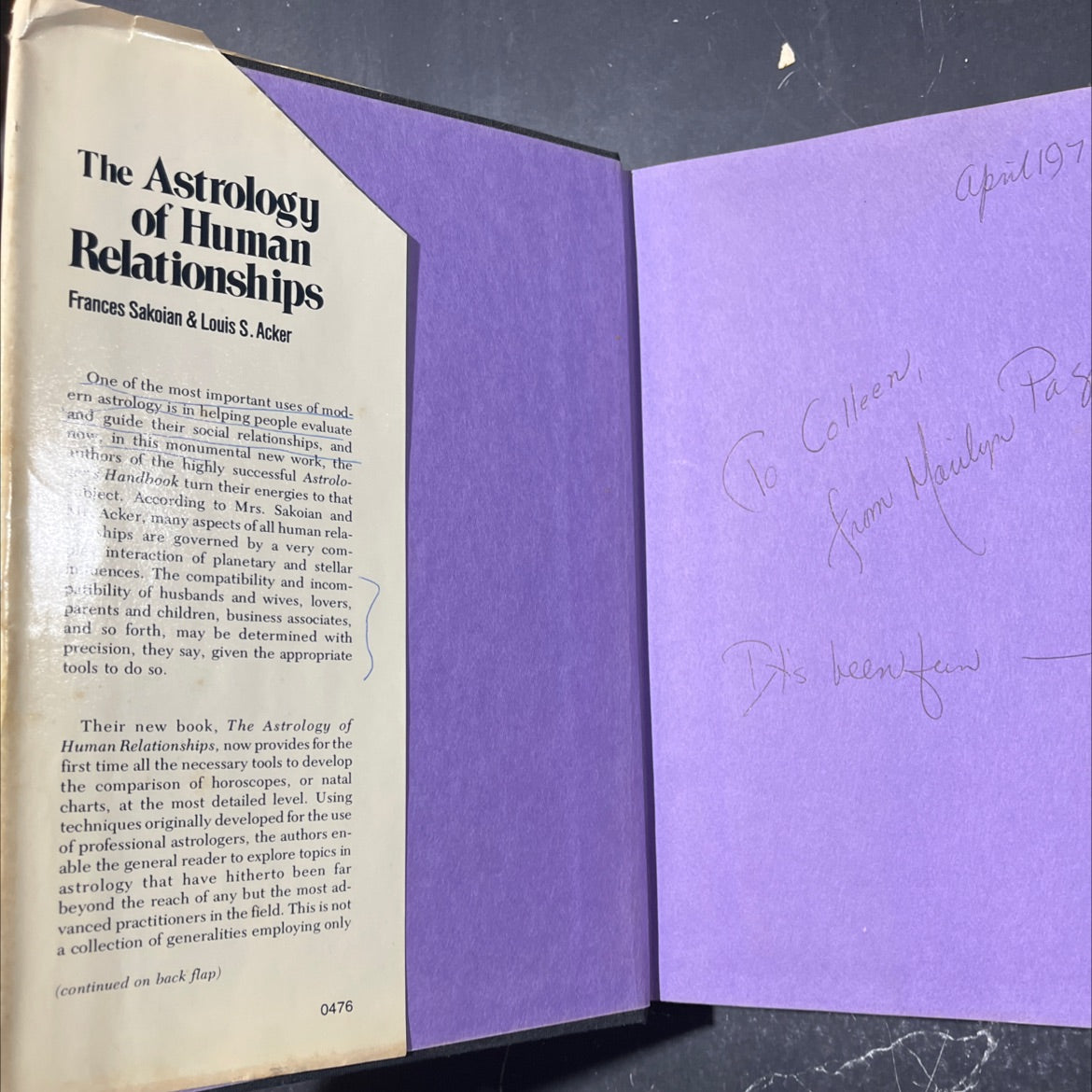 the astrology of human relationships book, by Frances Sakoian, Louis S. Acker, 1976 Hardcover image 4