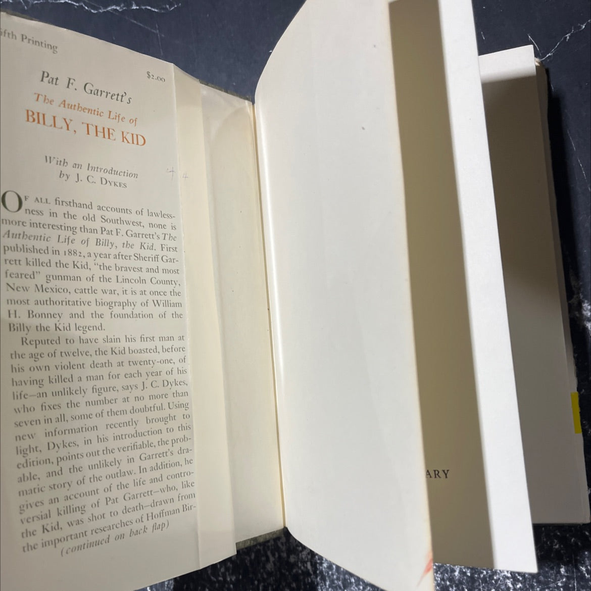 the authentic life of billy, the kid book, by pat f. garrett, 1954 Hardcover image 4