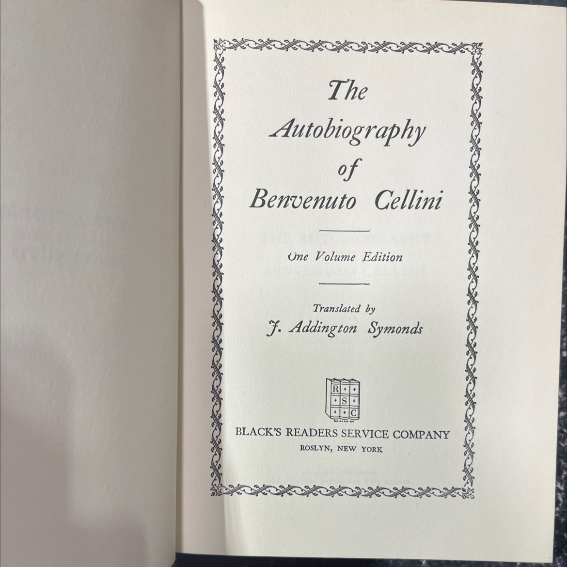 the autobiography of benvenuto cellini book, by benvenuto cellini, 1927 Hardcover image 2