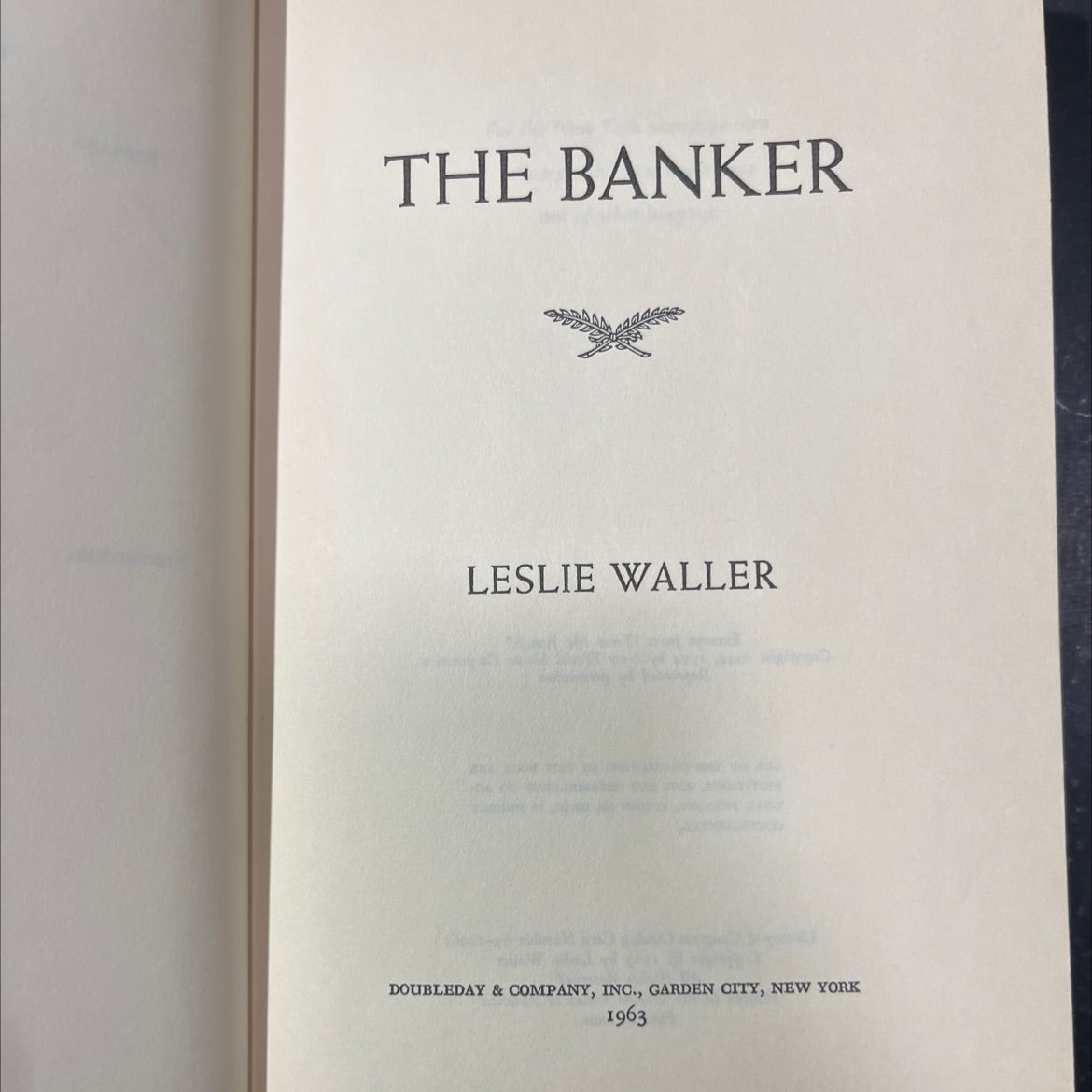 the banker book, by leslie waller, 1963 Hardcover image 2
