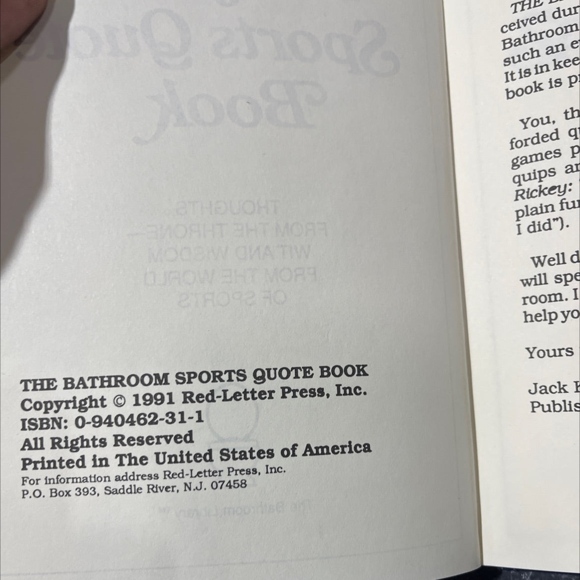 the bathroom sports quote book book, by unknown, 1991 Hardcover image 3