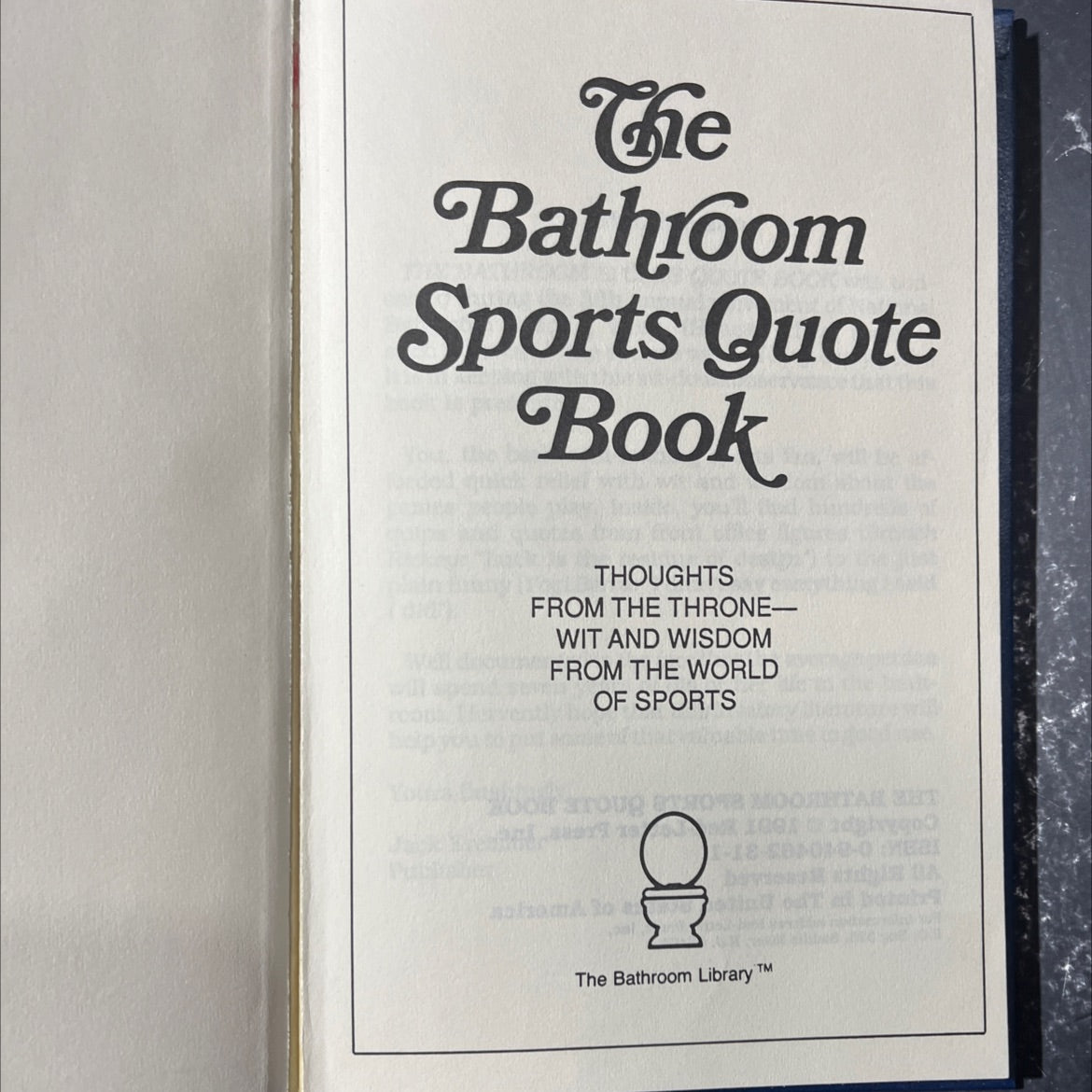 the bathroom sports quote book book, by unknown, 1991 Hardcover image 2