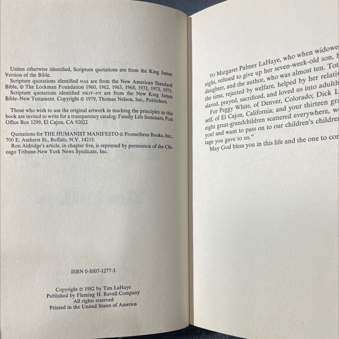 the battle for family book, by Tim LaHaye, 1982 Hardcover image 3