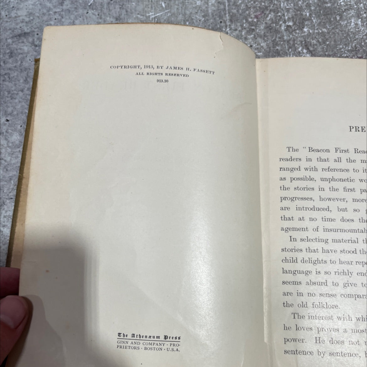 the beacon first reader book, by james h. fassett, 1913 Hardcover image 3