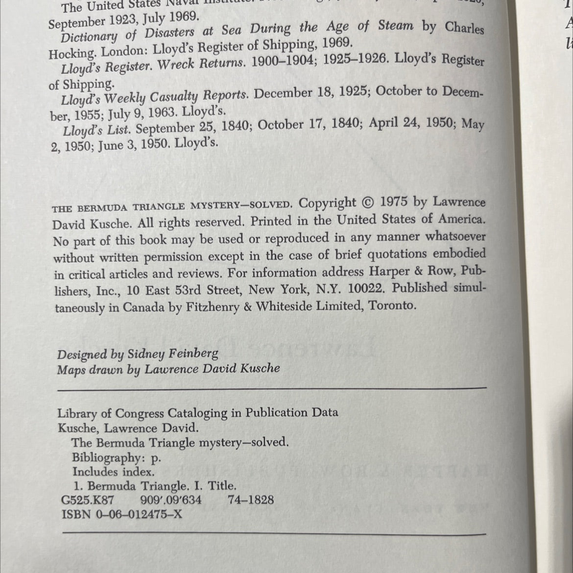 the bermuda triangle mystery -solved book, by Lawrence David Kusche, 1975 Hardcover image 3