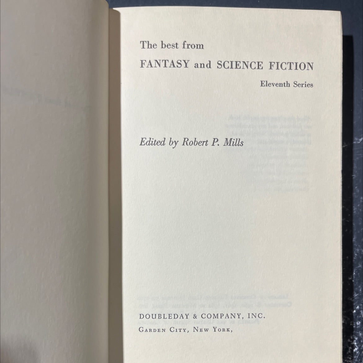 the best from fantasy and science fiction eleventh series book, by Robert P. Mills, 1962 Hardcover image 2