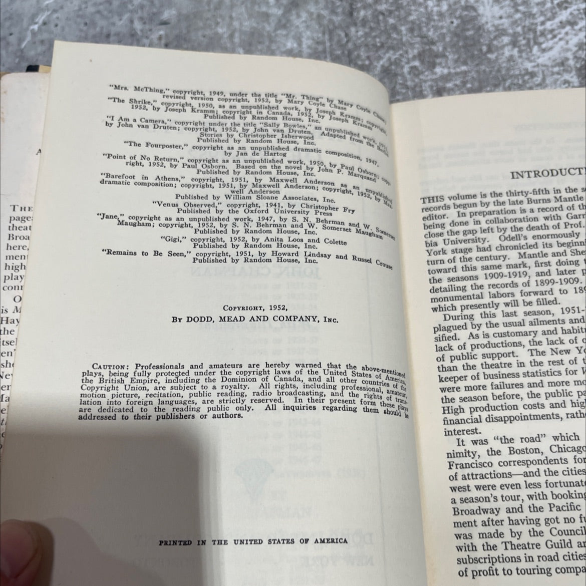 the best plays of 1951-1952 and the year book of the drama in america book, by john chapman, 1952 Hardcover image 3