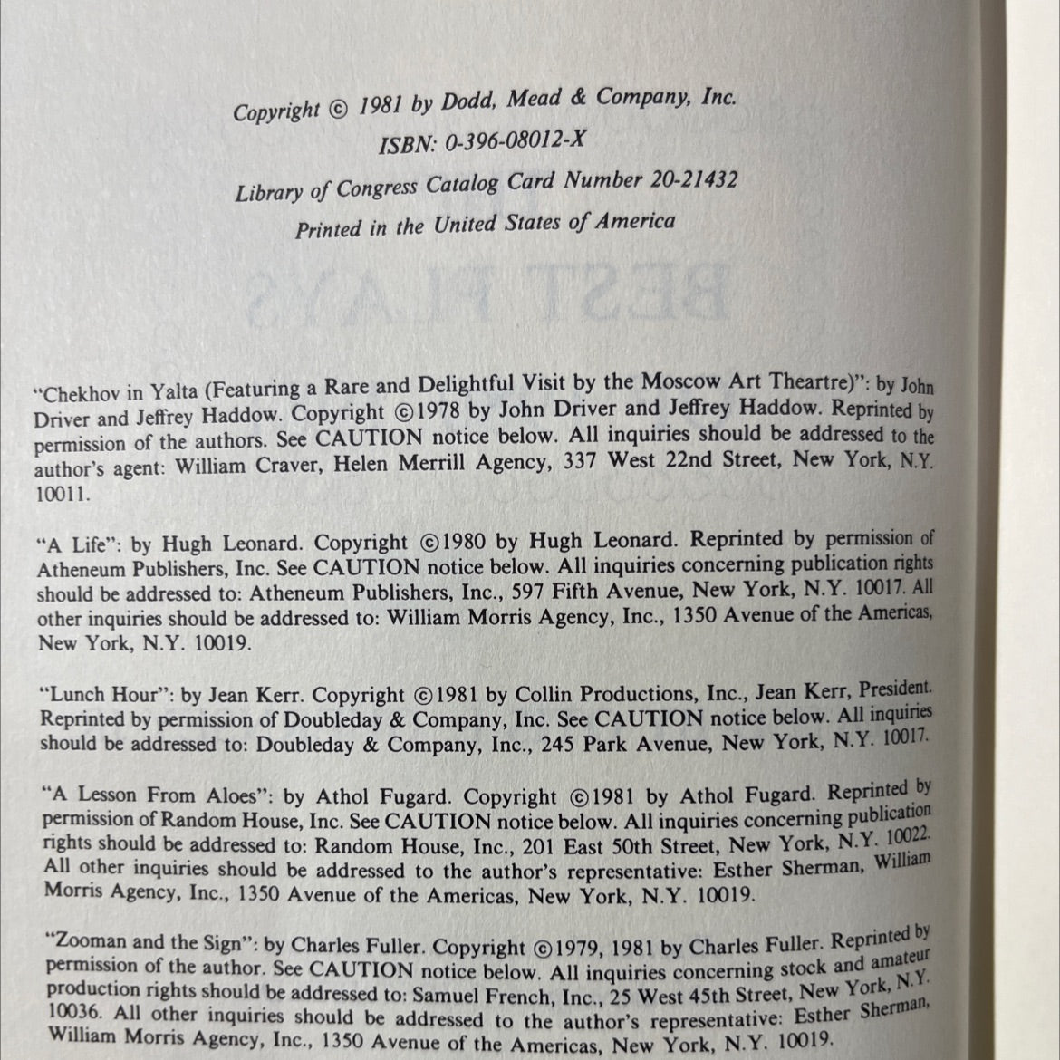 the best plays of 1980-1981 book, by otis l. guernsey jr., 1981 Hardcover image 3