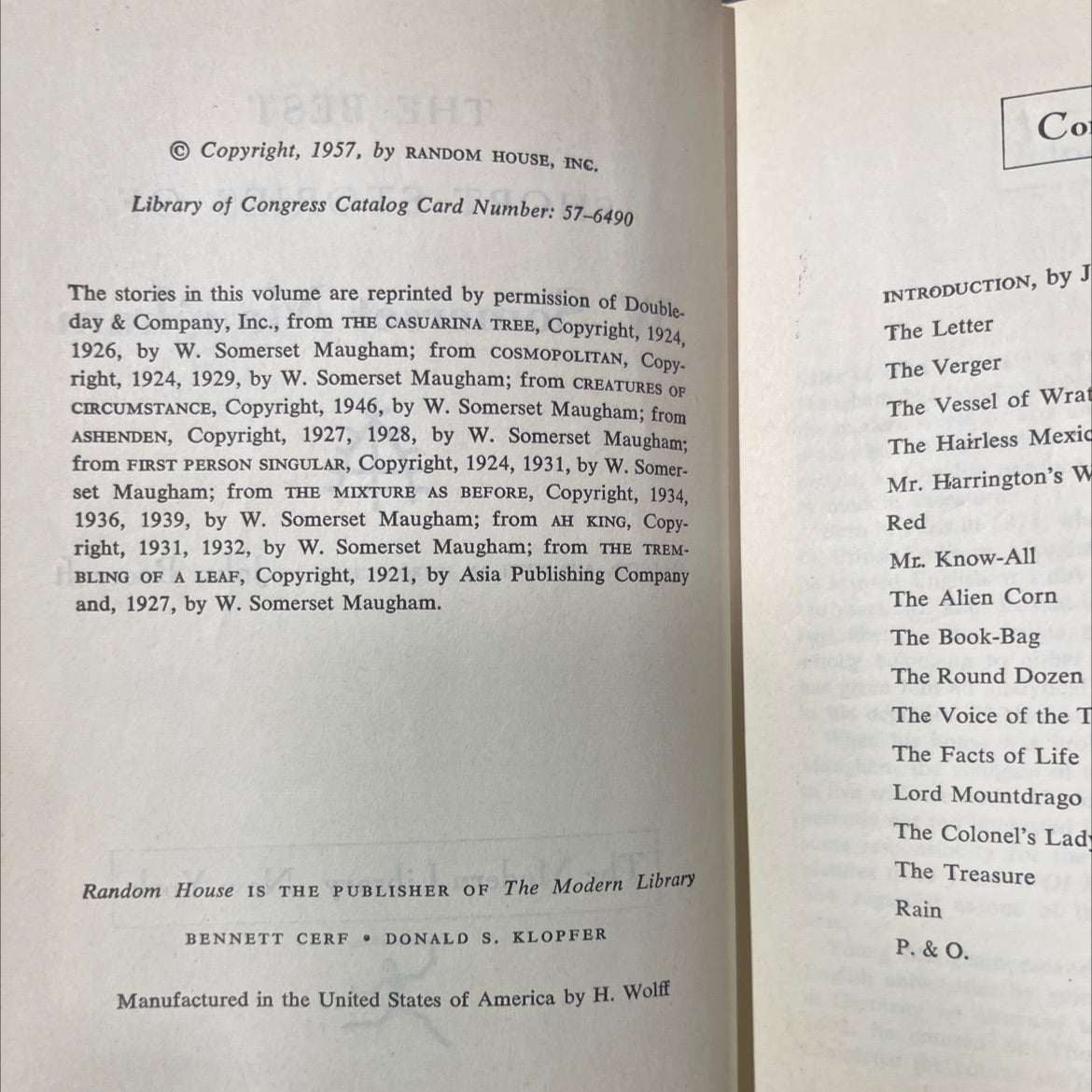 the best short stories of w. somerset maugham book, by w. somerset maugham, 1957 Hardcover image 3