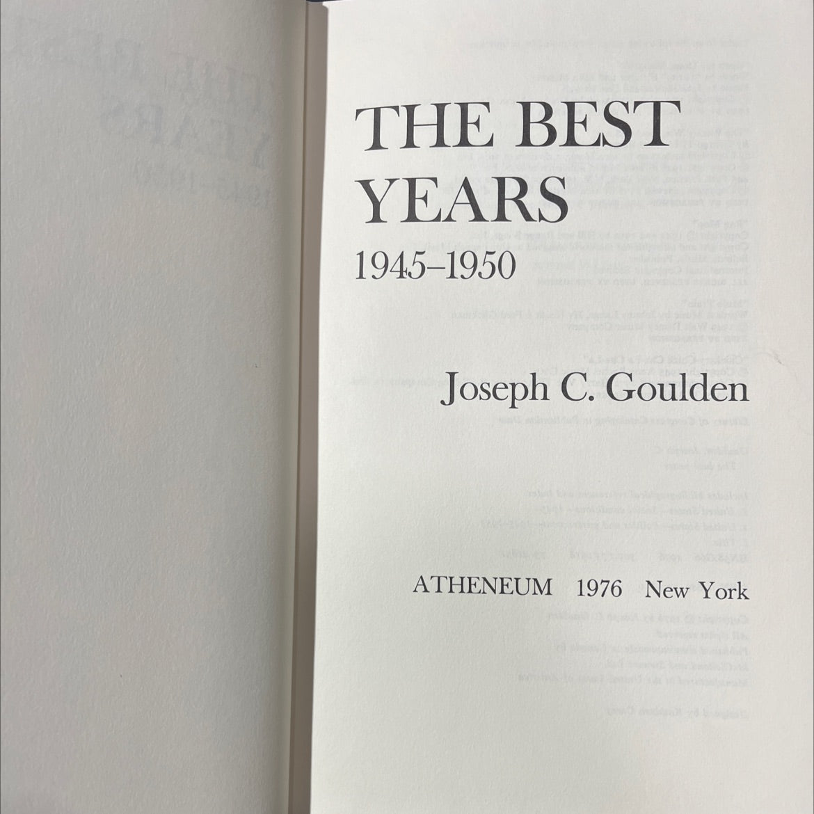 the best years book, by Joseph C. Goulden, 1976 Hardcover image 2
