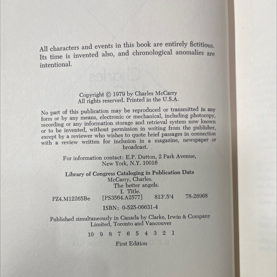the better angels book, by Charles McCarry, 1979 Hardcover image 3