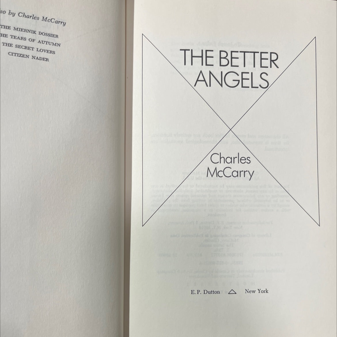 the better angels book, by Charles McCarry, 1979 Hardcover image 2