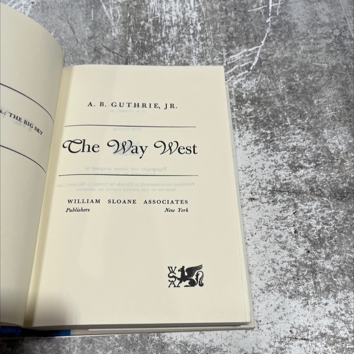 the big sky book, by A. B. Guthrie, Jr., 1949 Hardcover image 2