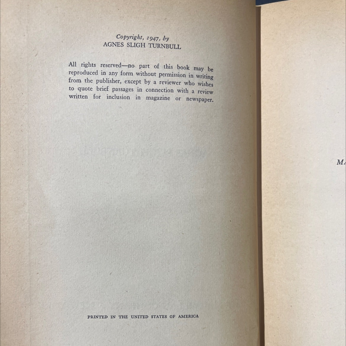 the bishop's mantle book, by agnes sligh turnbull, 1948 Hardcover image 3