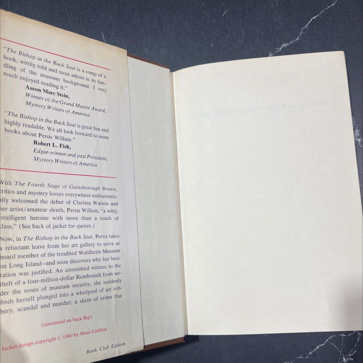 the bishop the back seat book, by clarissa watson, 1980 Hardcover image 4