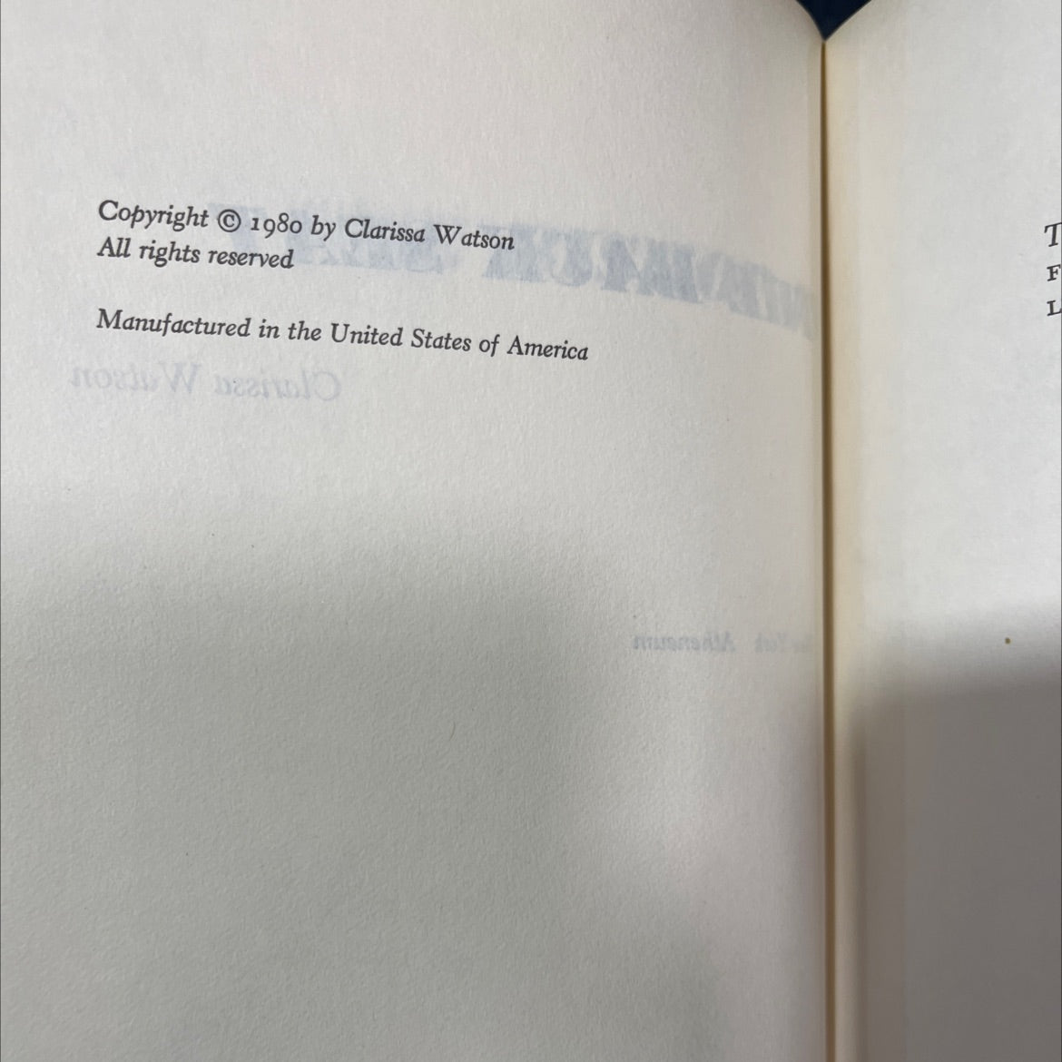 the bishop the back seat book, by clarissa watson, 1980 Hardcover image 3