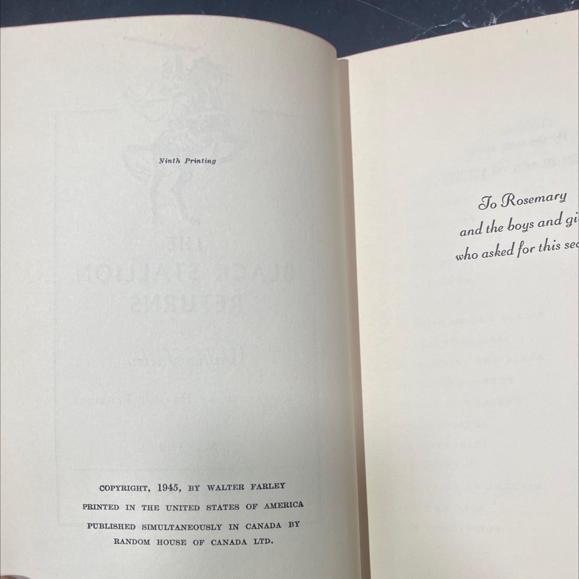 the black stallion returns book, by Walter Farley, 1945 Hardcover image 3