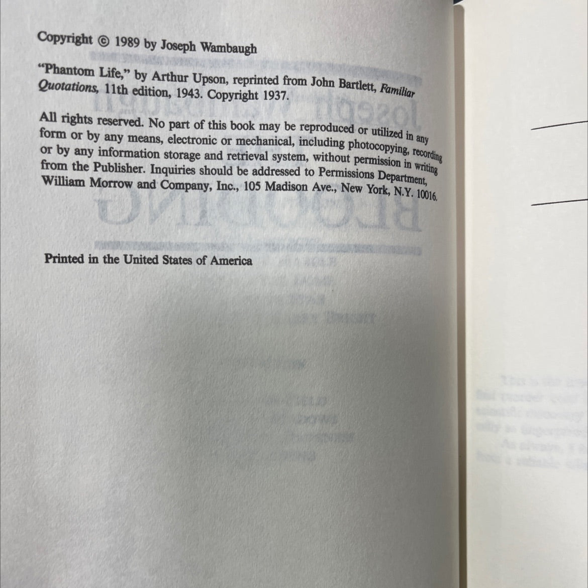 the blooding book, by Joseph Wambaugh, 1989 Hardcover image 3