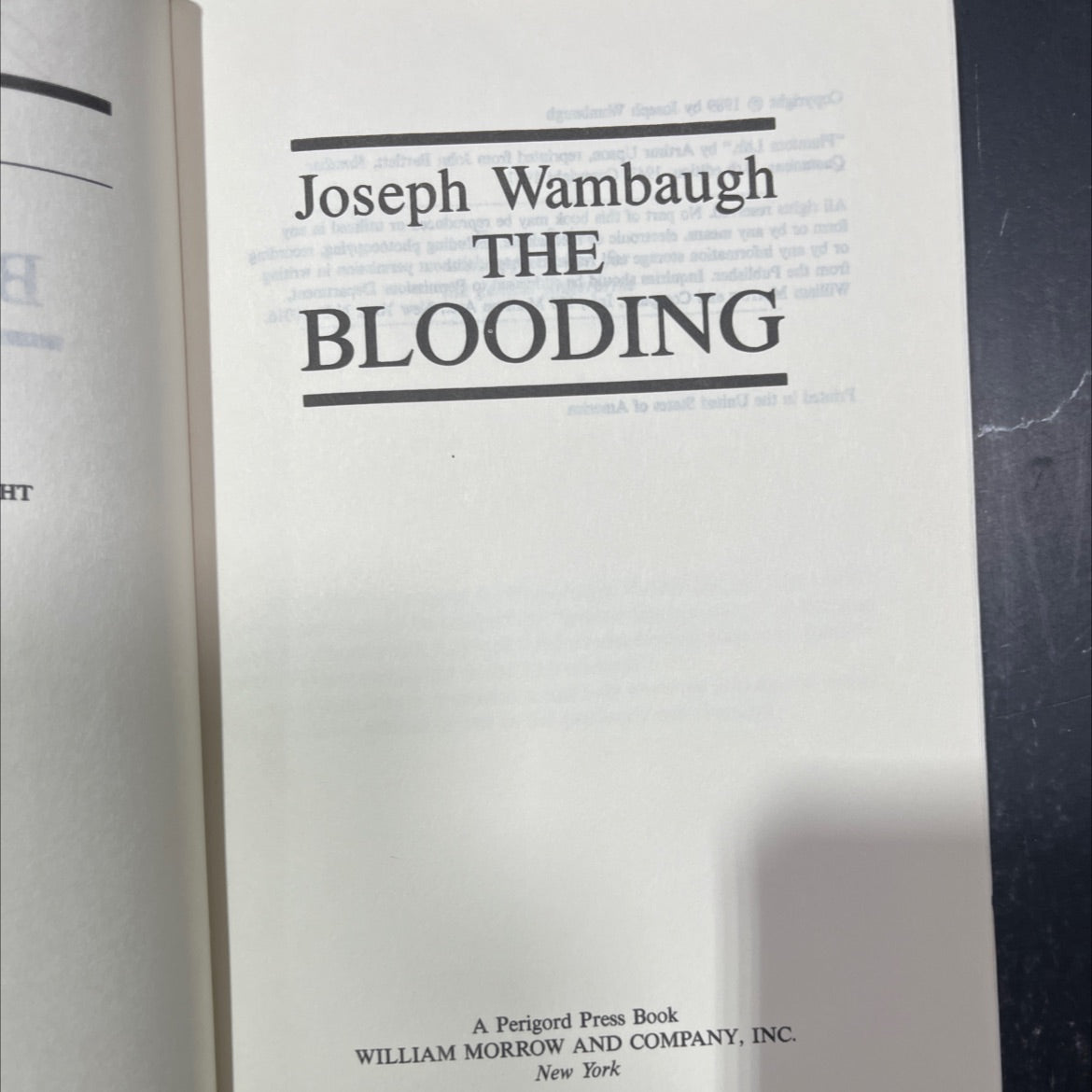 the blooding book, by Joseph Wambaugh, 1989 Hardcover image 2