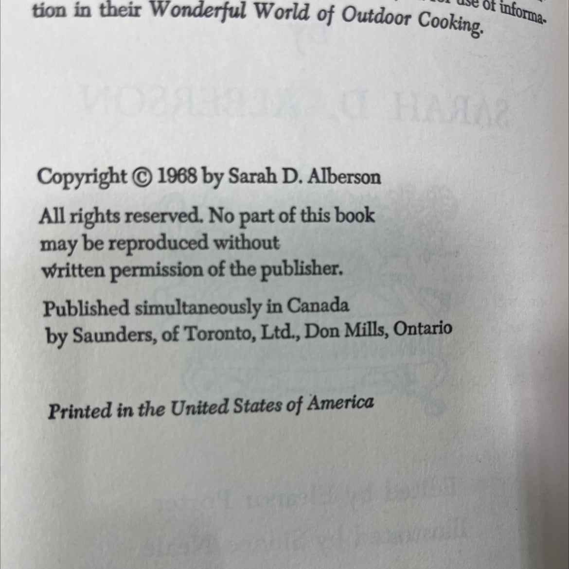 the blue sea cookbook book, by sarah d. alberson, 1968 Hardcover image 3