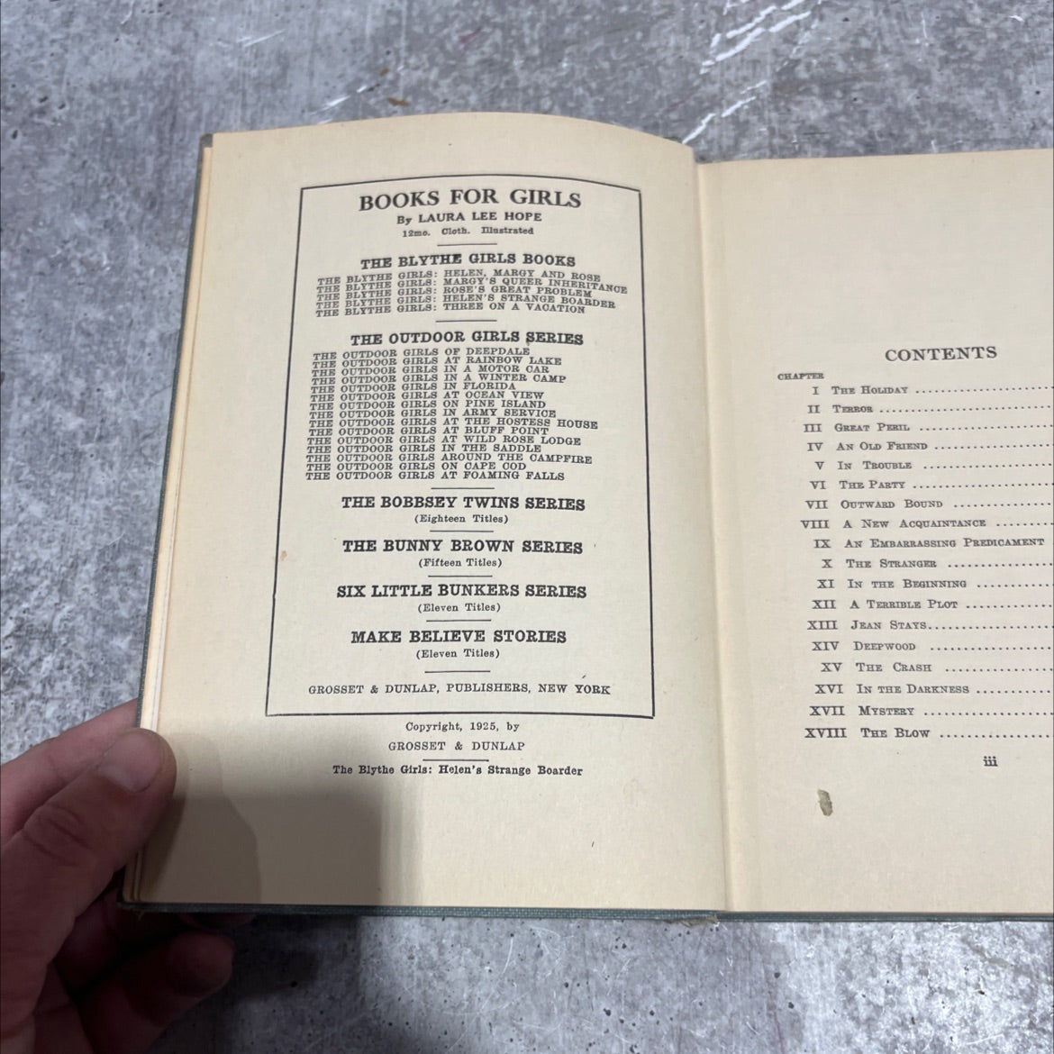 the blythe girls: helen's strange boarder book, by laura lee hope, 1925 Hardcover image 3