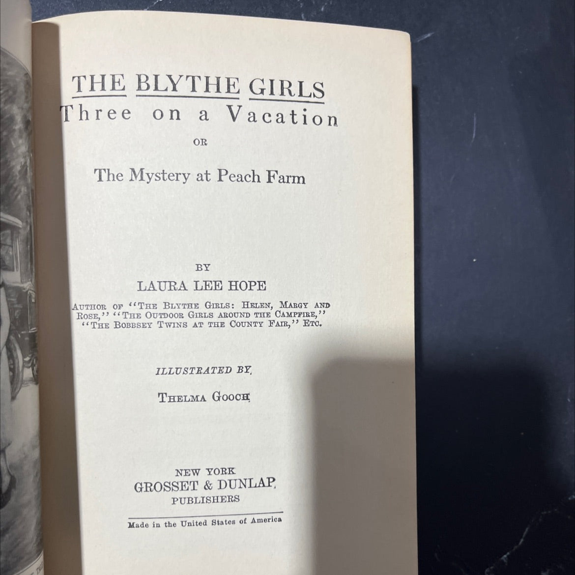 the blythe girls three on a vacation or the mystery at peach farm book, by laura lee hope, 1925 Hardcover image 2