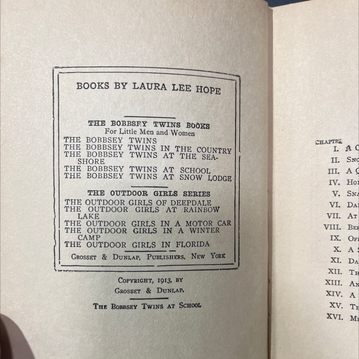 the bobbsey twins at school book, by laura lee hope, 1913 Hardcover image 3
