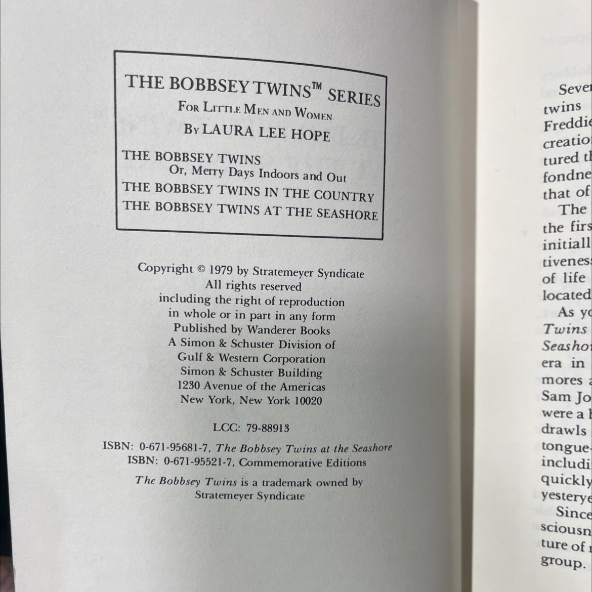 the bobbsey twins at the seashore book, by laura lee hope, 1979 Hardcover, Folio image 3