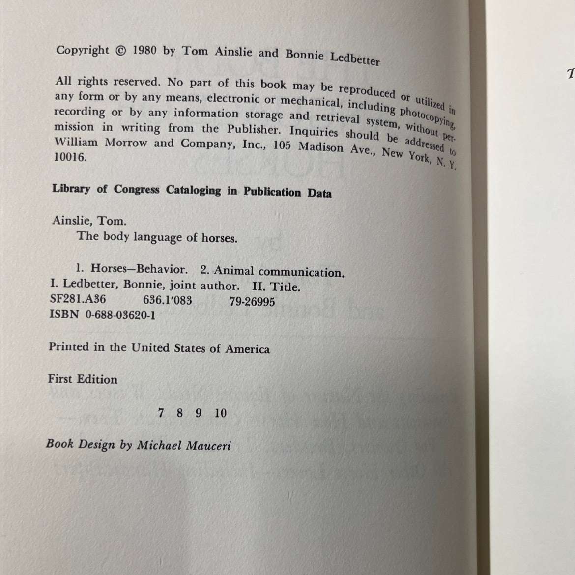 the body language of horses book, by Tom Ainslie and Bonnie Ledbetter, 1980 Hardcover image 3