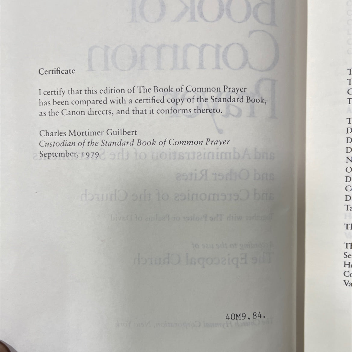 the book of common prayer book, by Charles Mortimer Guilbert, 1979 Hardcover image 3