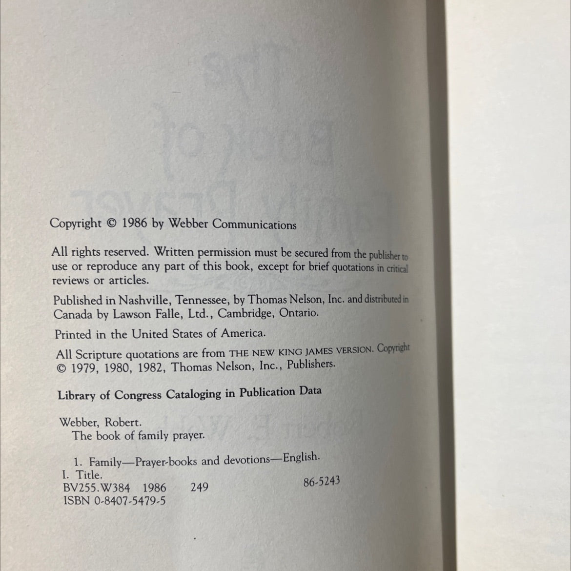 the book of family prayer book, by Robert E. Webber, 1986 Hardcover image 3
