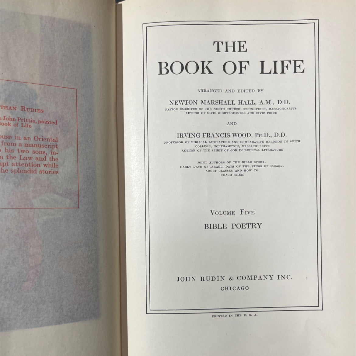 the book of life than rubies book, by john prittie, newton marshall hall, irving francis wood, 1925 Hardcover image 2