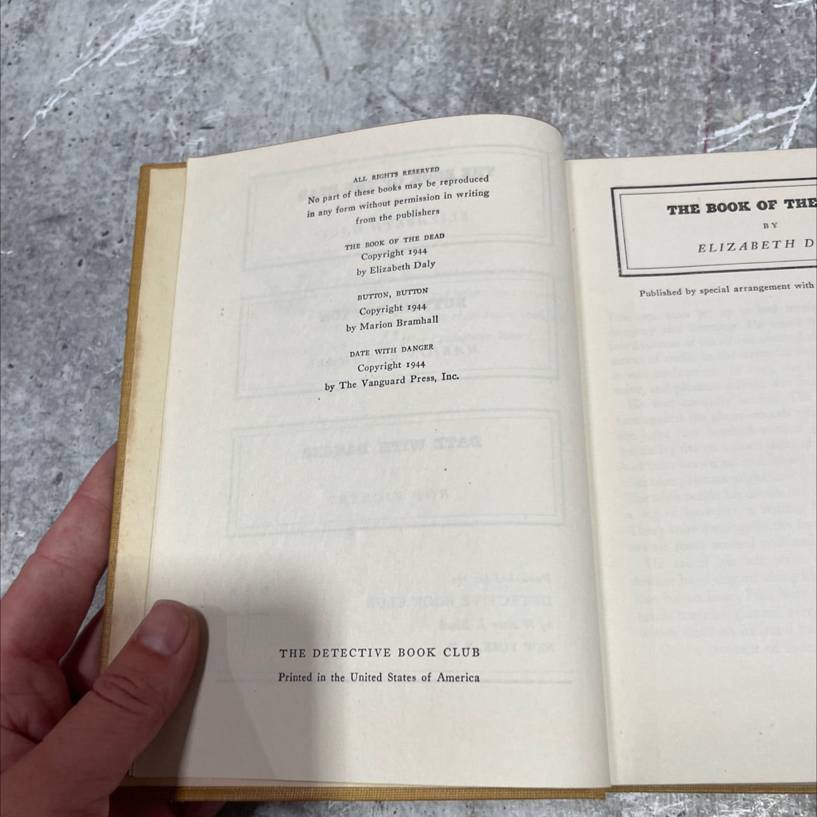 the book of the dead, button, button, date with danger book, by elizabeth daly, marion bramhall, roy vickers, 1944 image 3