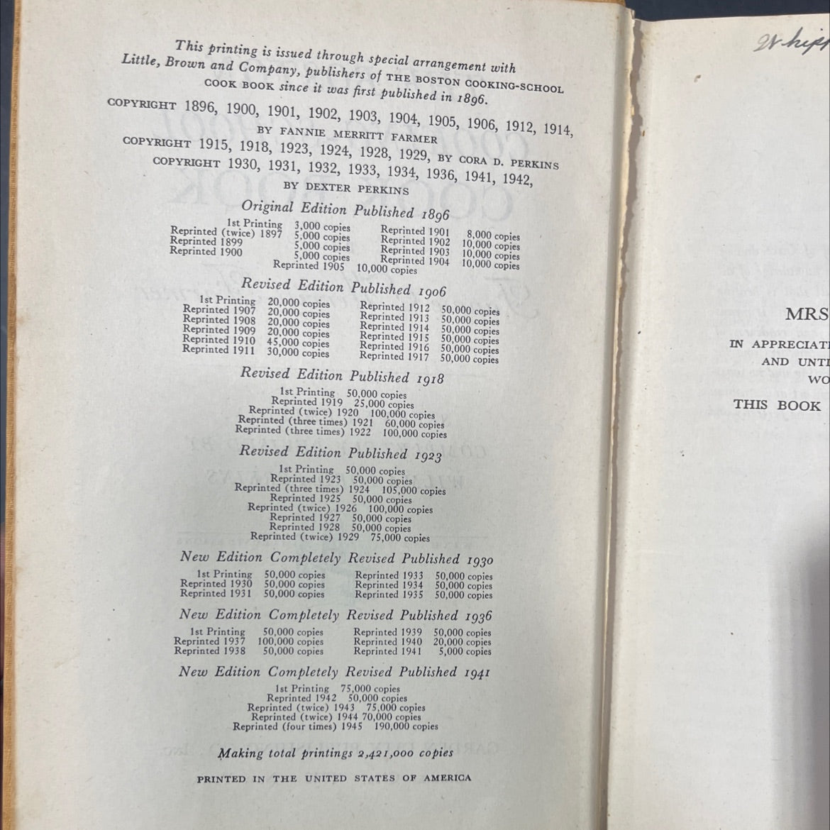 the boston cooking-school cook book book, by fannie merritt farmer, 1945 Hardcover image 3