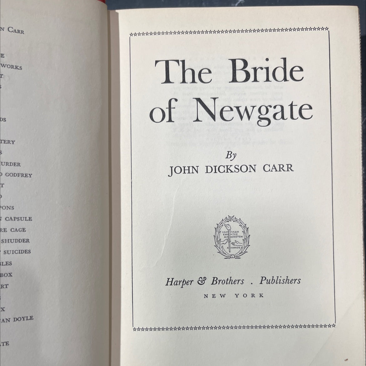 the bride of newgate book, by john dickson carr, 1950 Hardcover image 2