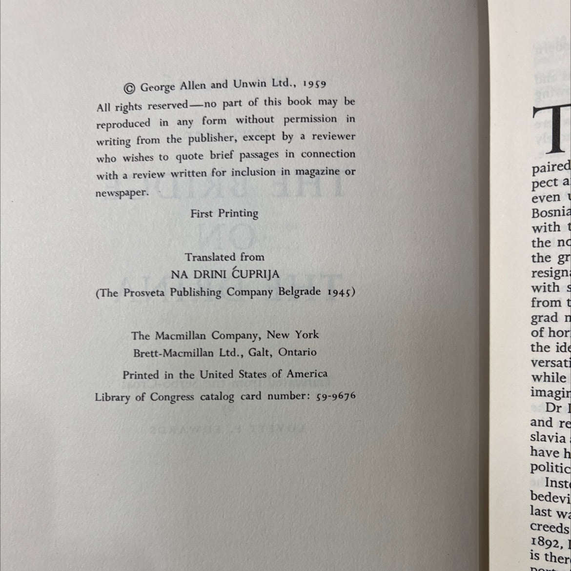 the bridge on the drina book, by ivo andrić, 1959 Hardcover image 3