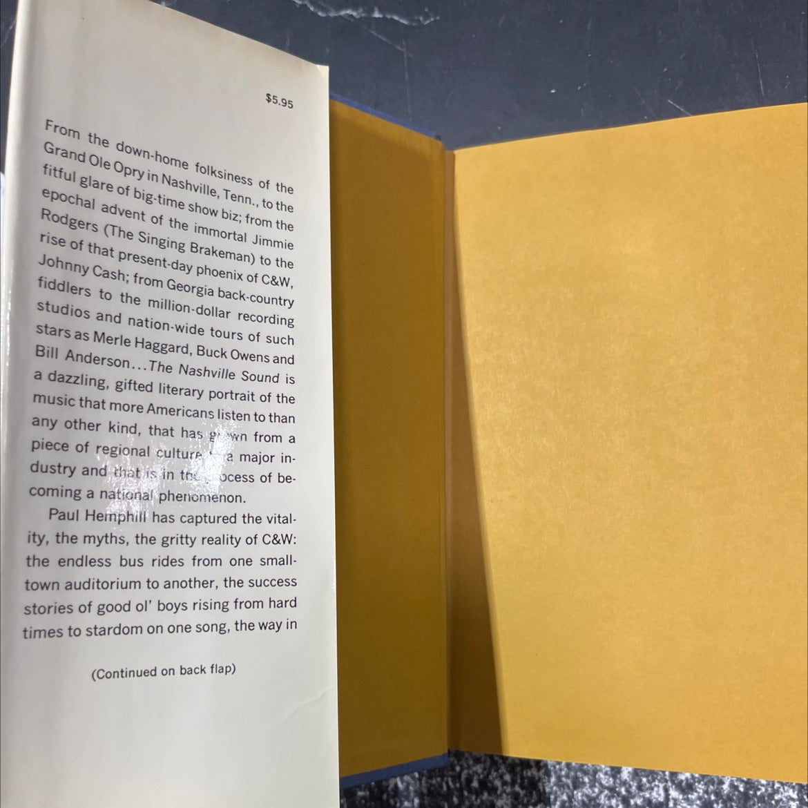 the bright lights nashville sound: and country music book, by paul hemphill, 1970 Hardcover image 4