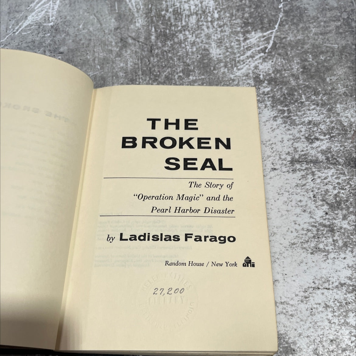 the broken seal the story of operation magic and the pearl harbor disaster book, by ladislas farago, 1967 Hardcover image 2