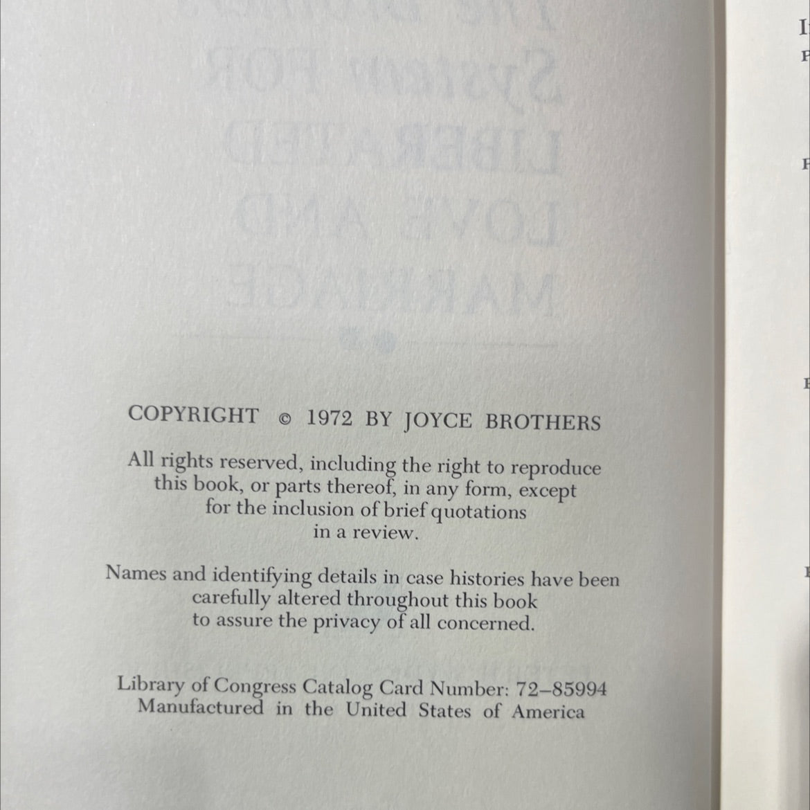 the brothers system for liberated love and marriage book, by dr. joyce brothers, 1972 Hardcover image 3