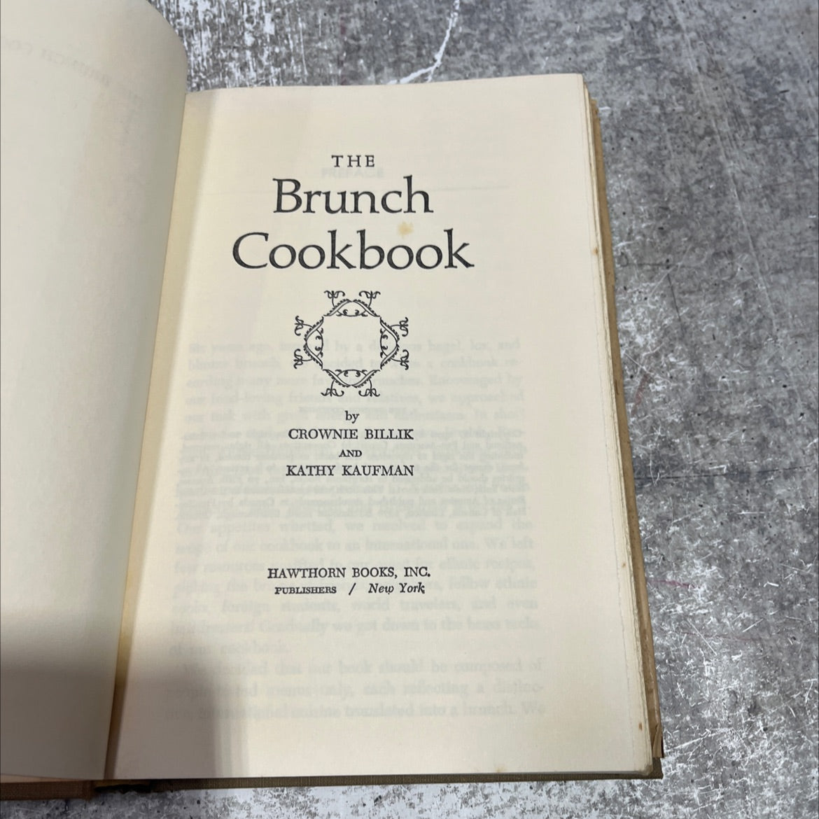 the brunch cookbook book, by crownie billik and kathy kaufman, 1972 Hardcover image 2
