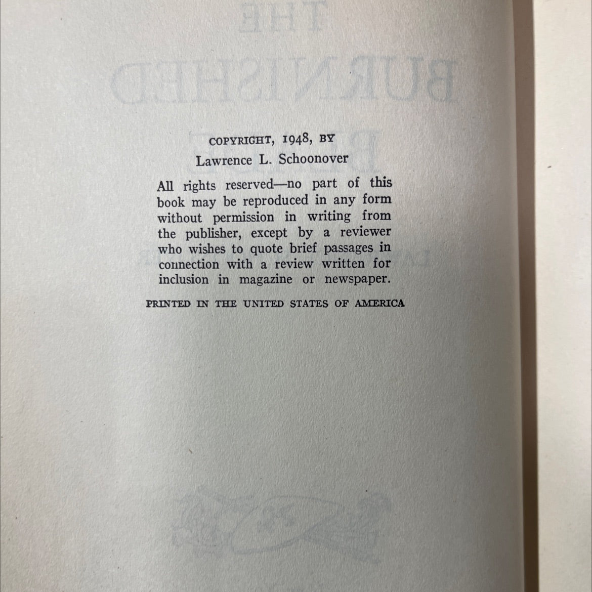 the burnished blade book, by lawrence schoonever, 1949 Hardcover image 3