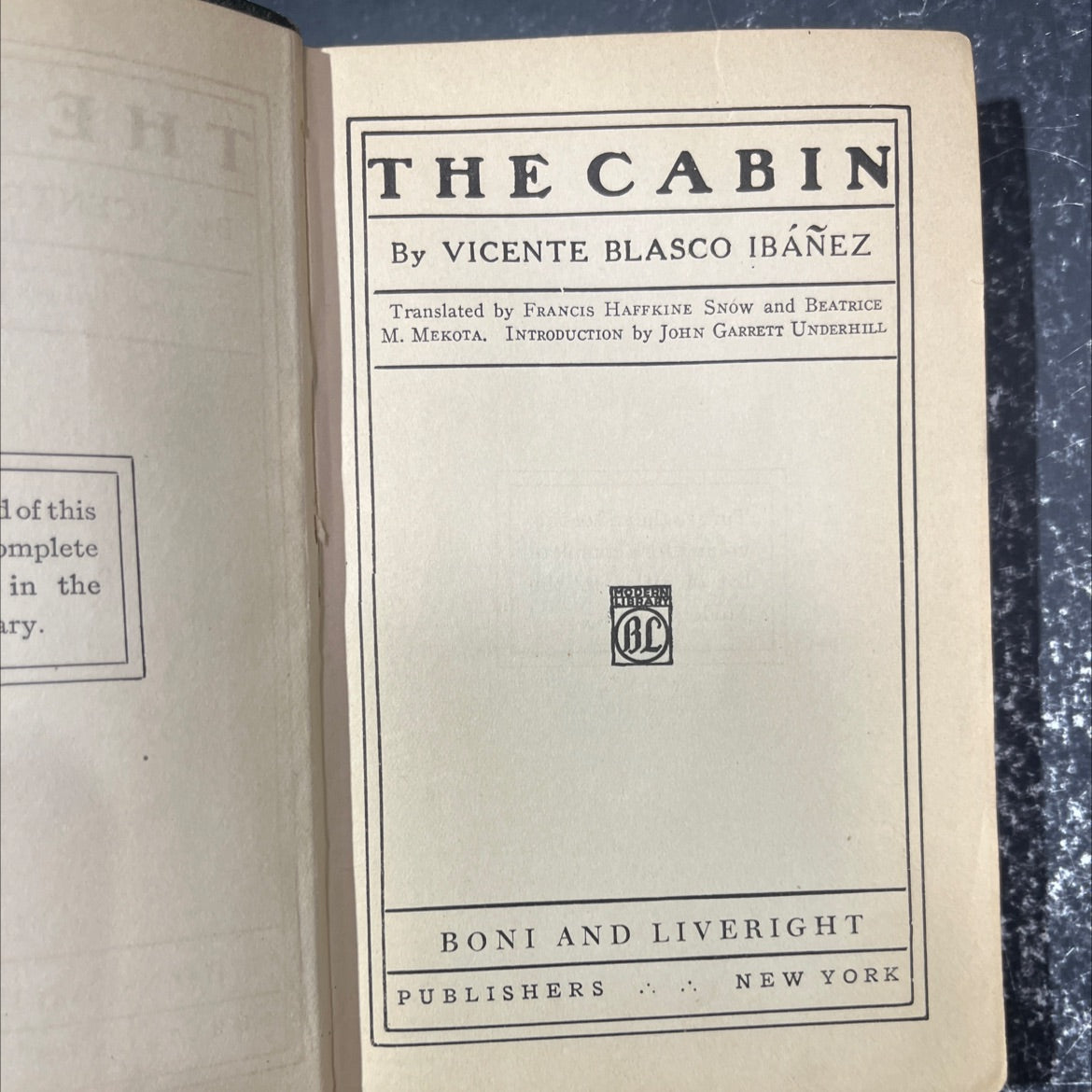 the cabin book, by vicente blasco ibáñez, 1919 Leather image 2
