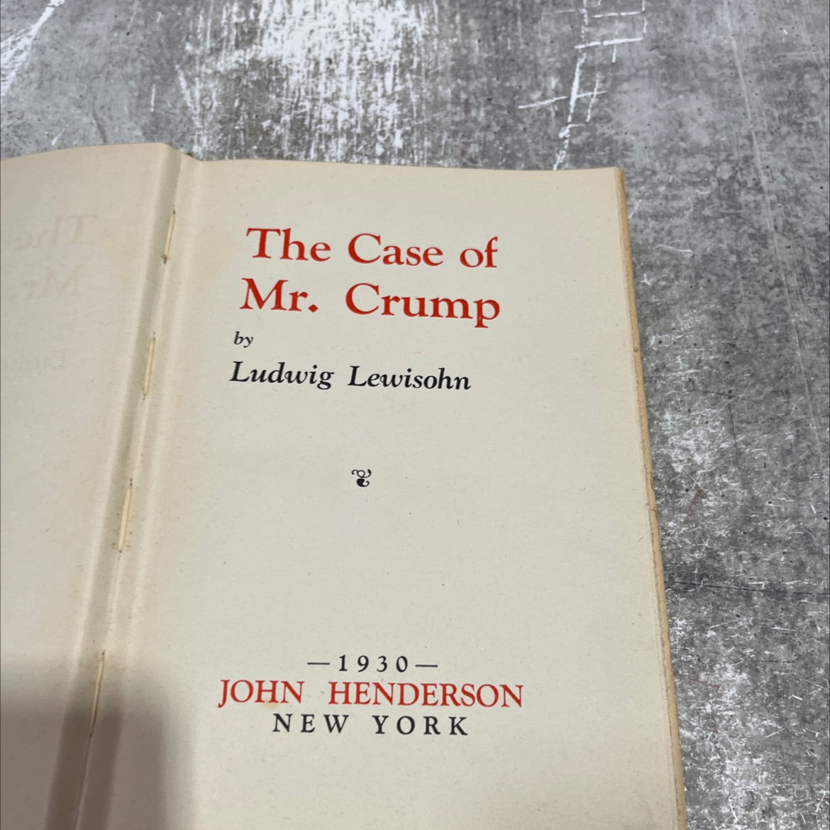 the case of mr. crump book, by ludwig lewisohn, 1930 Hardcover image 2