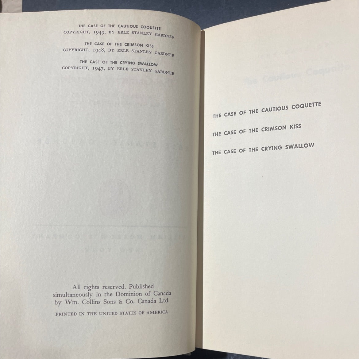 the case of the cautious coquette, the case of the crimson kiss, the case of the crying swallow book, by erle stanley image 3