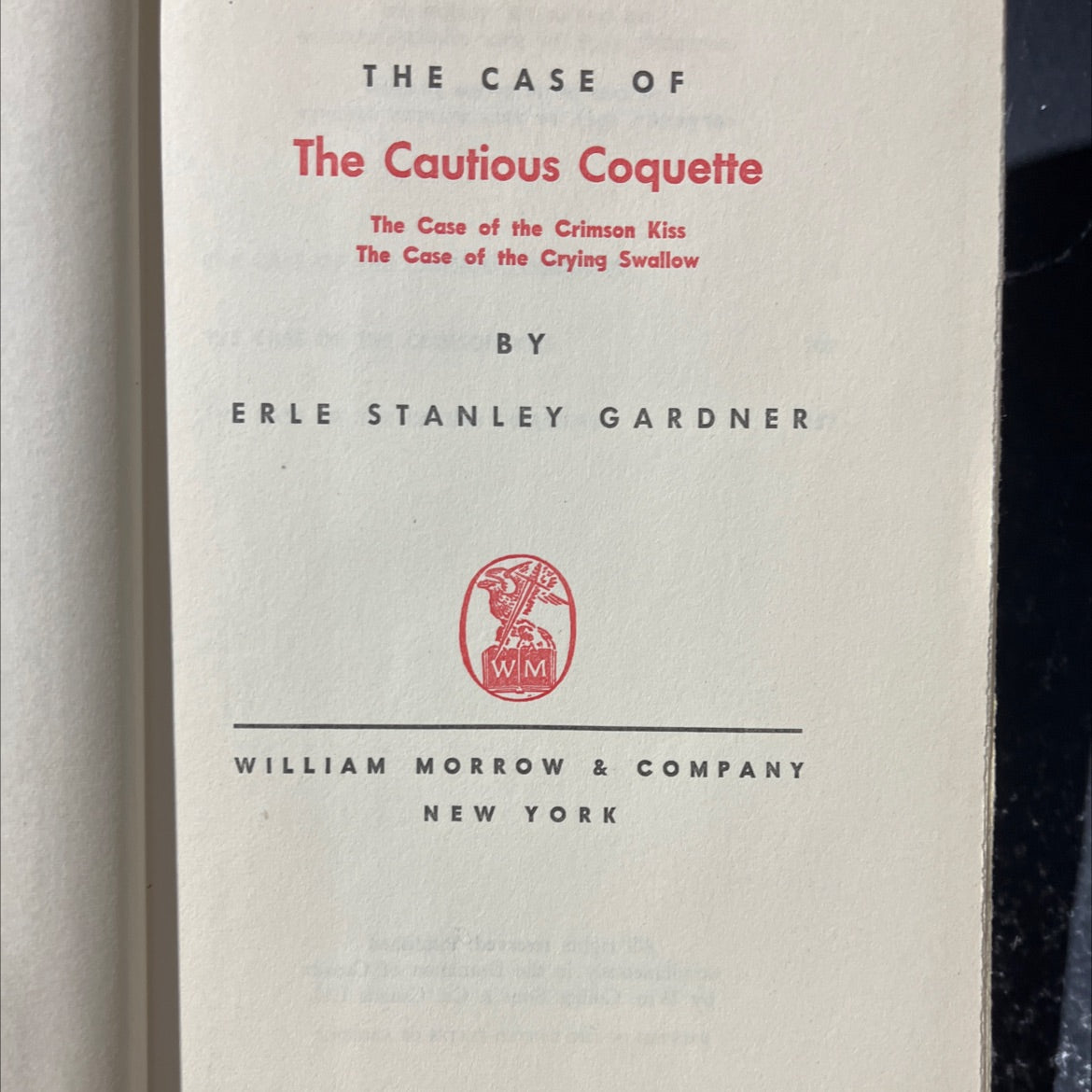 the case of the cautious coquette, the case of the crimson kiss, the case of the crying swallow book, by erle stanley image 2