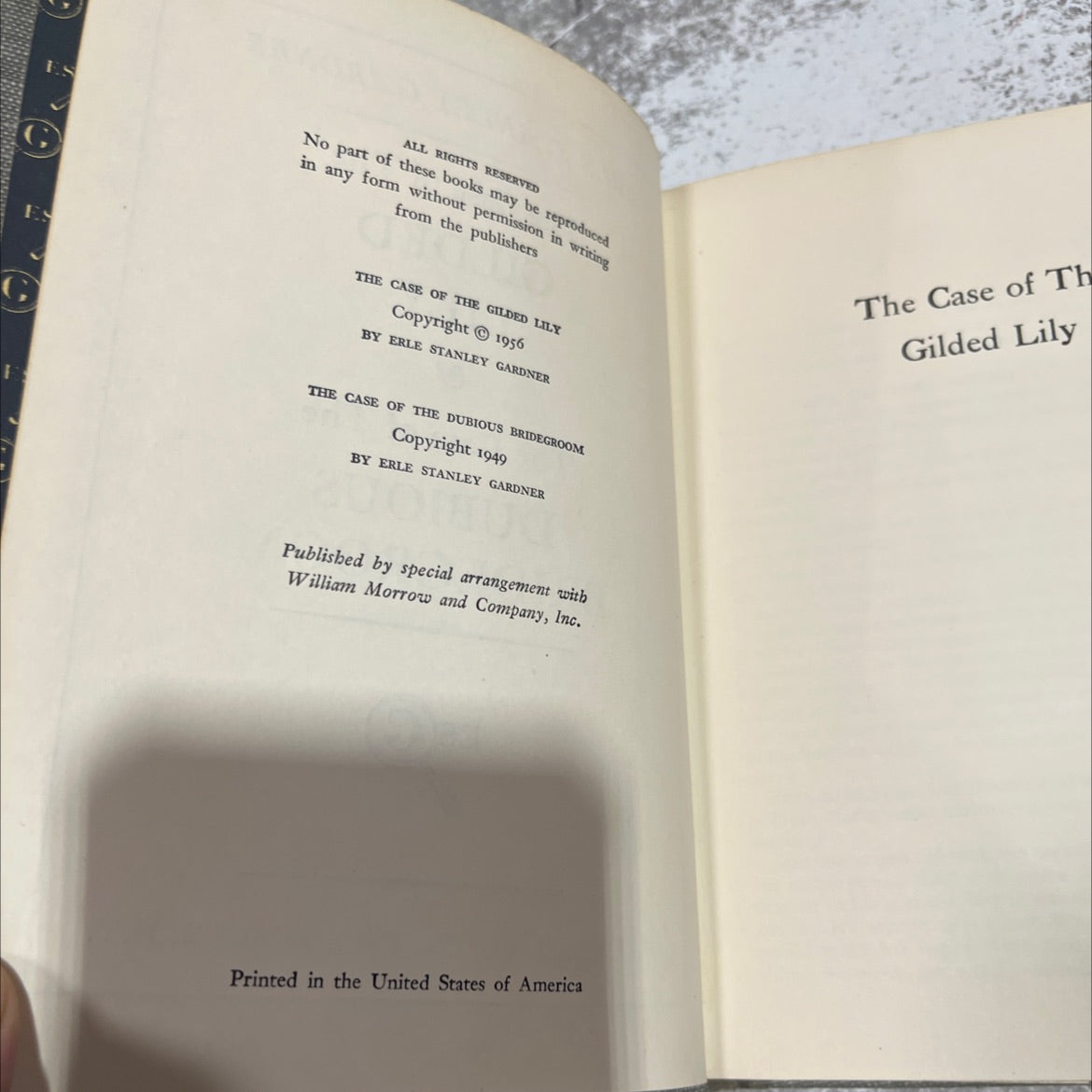 the case of the gilded lily & the case of the dubious bridegroom book, by erle stanley gardner, 1956 Hardcover image 3