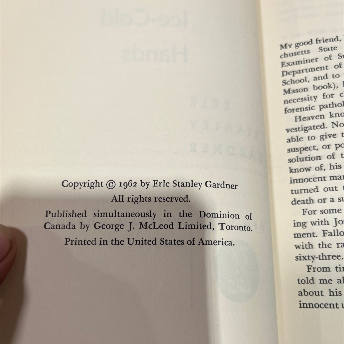 the case of the ice-cold hands book, by erle stanley gardner, 1962 Hardcover image 3