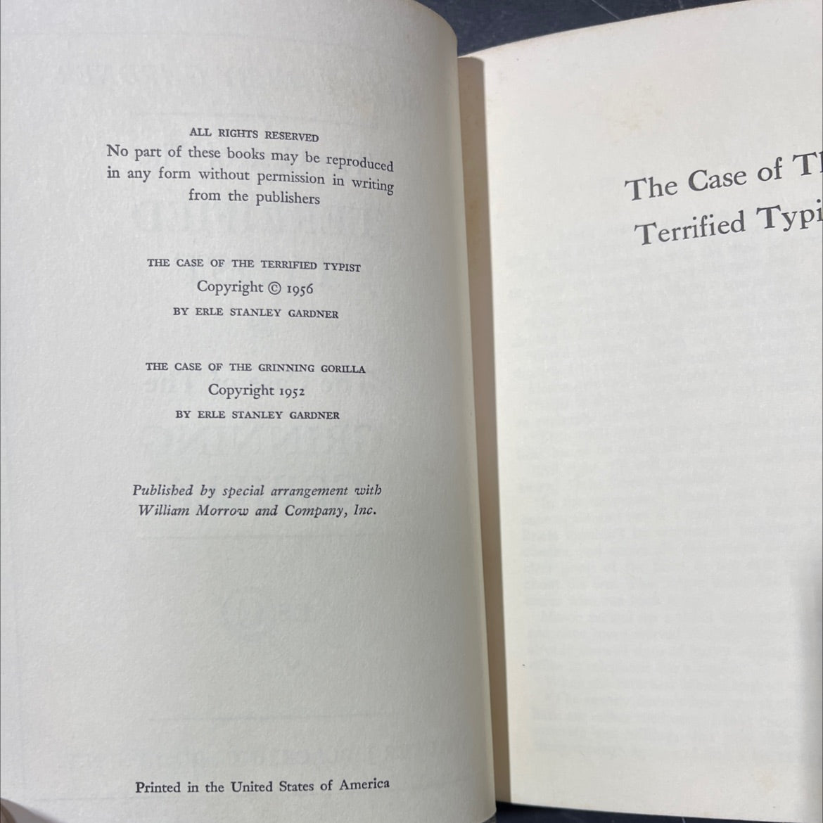 the case of the terrified typist & the case of the grinning gorilla book, by erle stanley gardner, 1956 Hardcover image 3